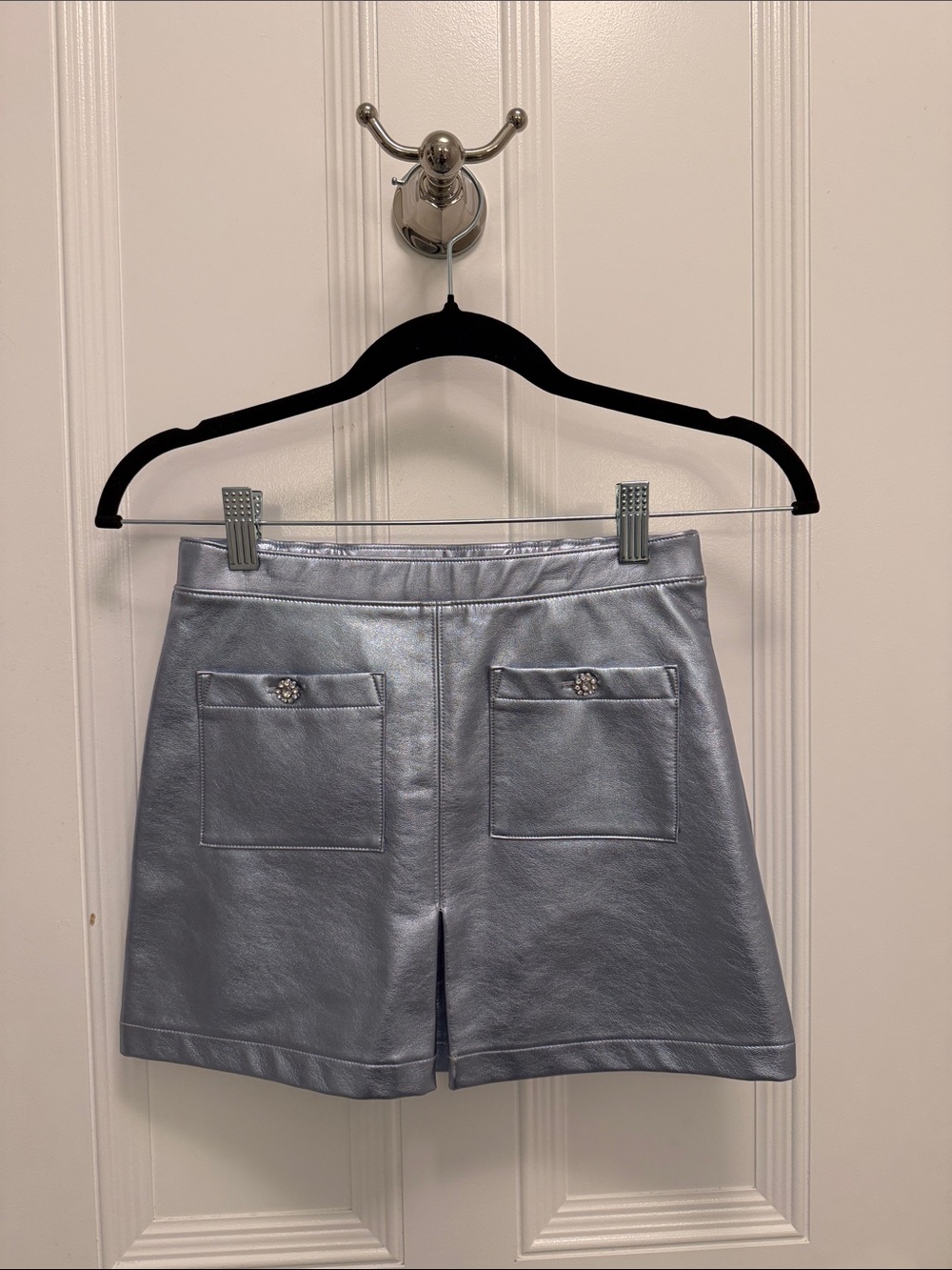 Girls Crewcuts Metallic Silver Faux Leather Shorts with Front Pockets